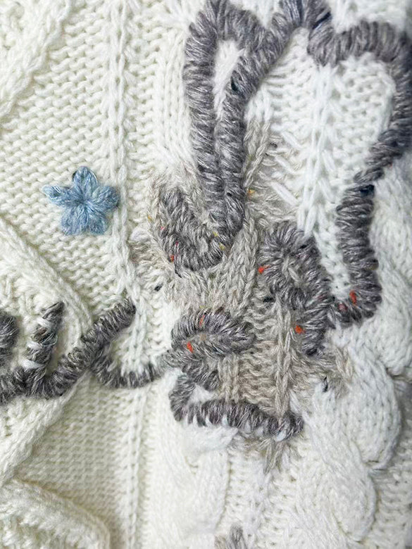 Mix Knitting Embroidery Top