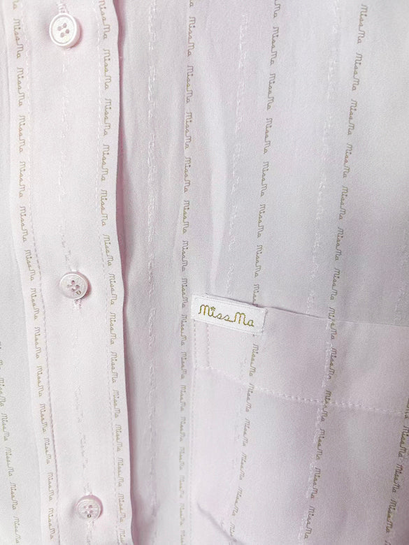 Letter Embroidery Stripe Shirt