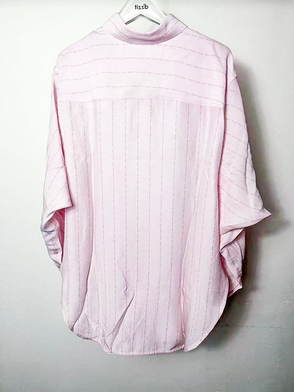 Letter Embroidery Stripe Shirt