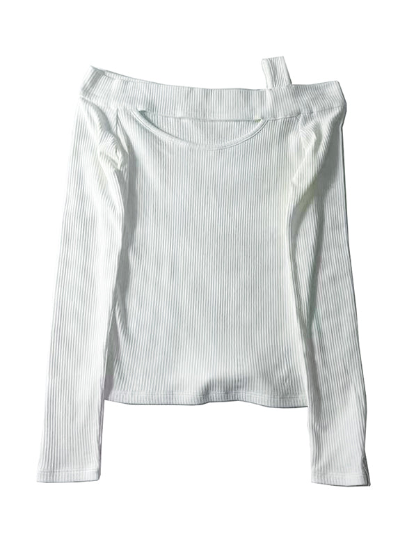 Off-shoulder Cut-out Design Knit Top