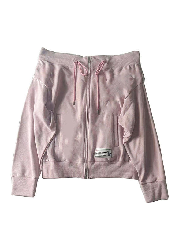 Off-shoulder Sweat Zipper Top