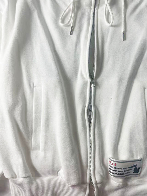 Off-shoulder Sweat Zipper Top