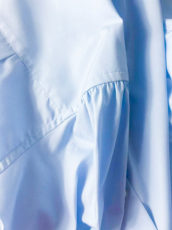 Tuck Design Sleeves Long Shirt Dress