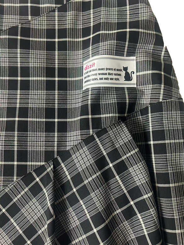 Lace Piping Plaid Design Skirt