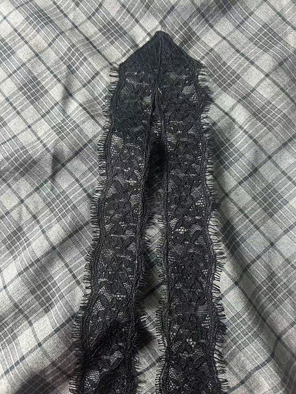 Lace Piping Plaid Cami Dress