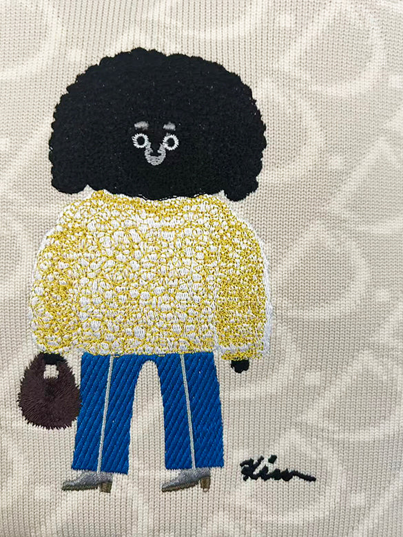 Character Embroidery Monogram Tote Bag