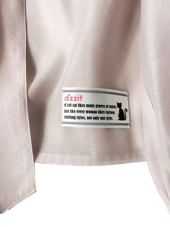 Puff-sleeves Bow-tie Sheer Blouse