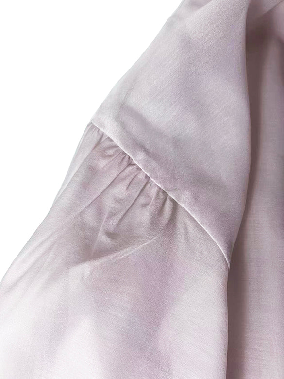 Puff-sleeves Bow-tie Sheer Blouse