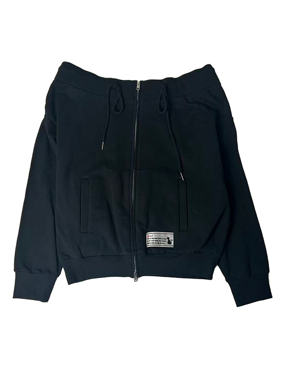 Off-shoulder Sweat Zipper Top