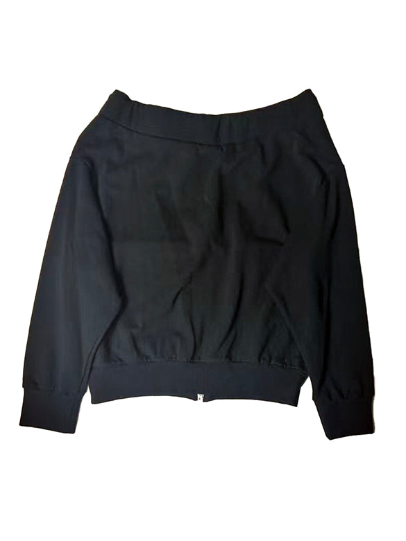 Off-shoulder Sweat Zipper Top