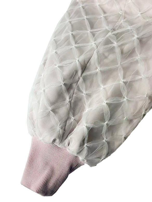 Ribbon Tulle Sleeves Blouson