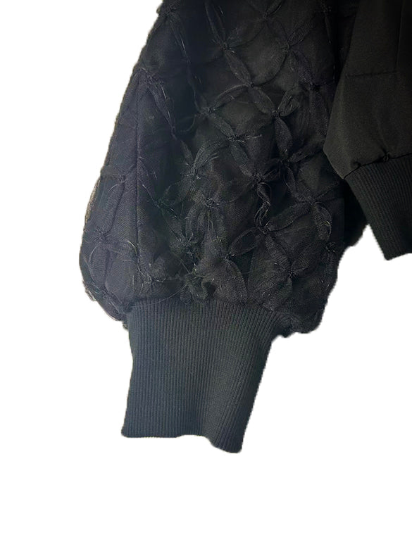 Ribbon Tulle Sleeves Blouson