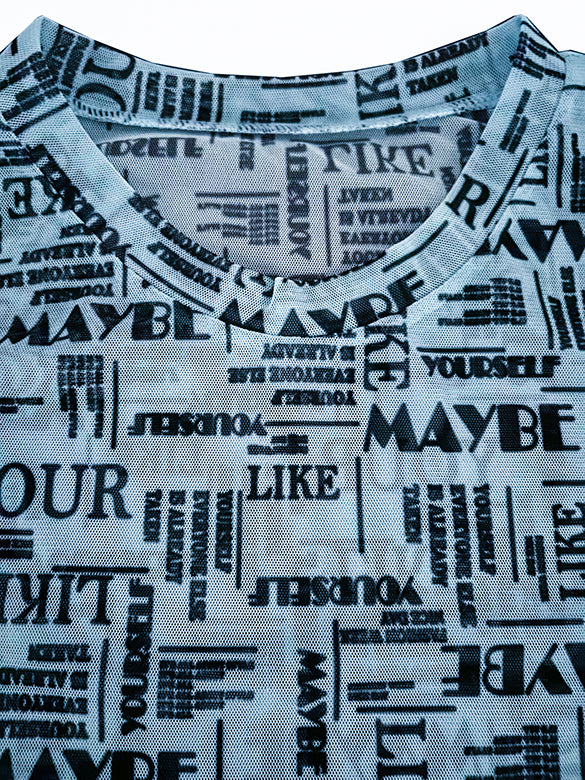 Printed Sheer Tulle Top