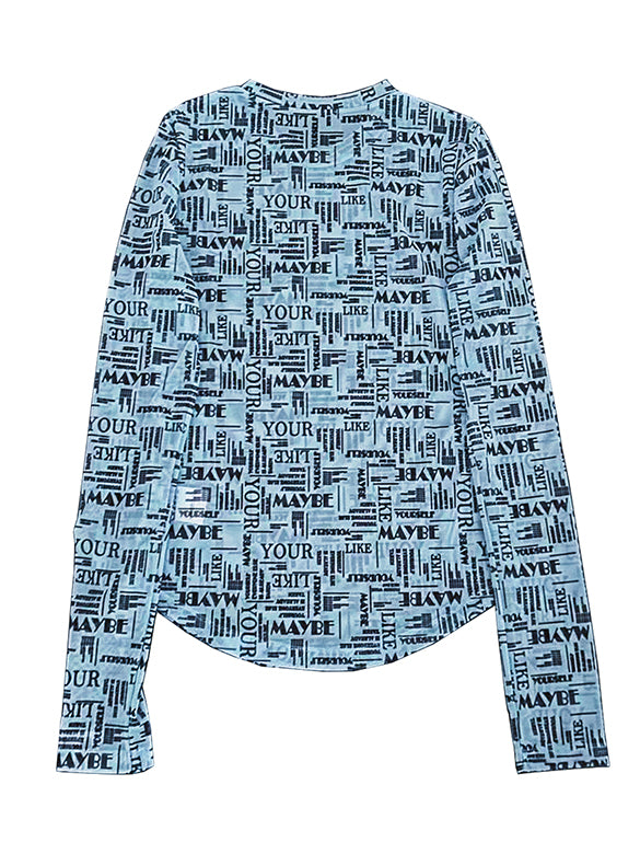 Printed Sheer Tulle Top