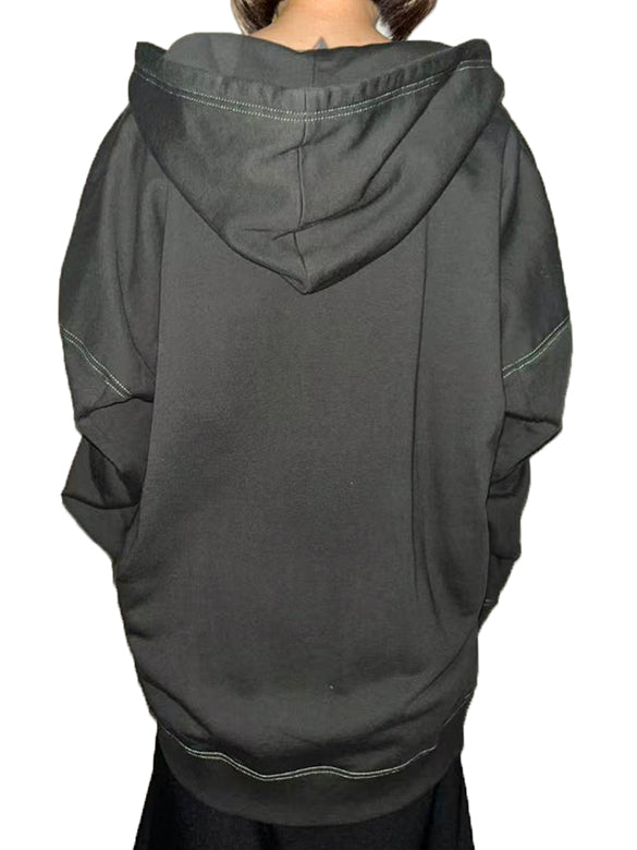 Bi-color Stitch Design Zipper Hoodie