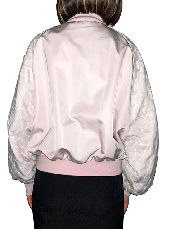Ribbon Tulle Sleeves Blouson