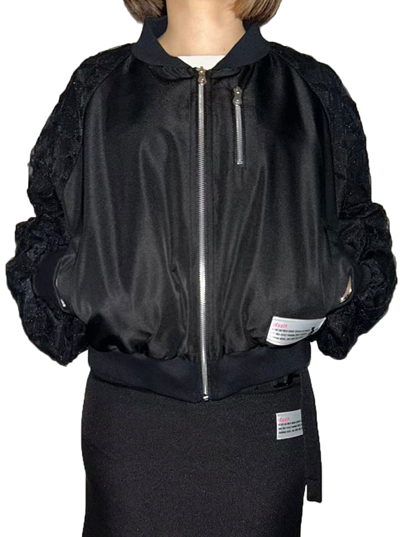 Ribbon Tulle Sleeves Blouson