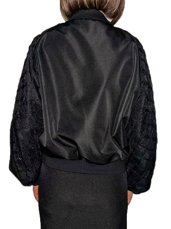 Ribbon Tulle Sleeves Blouson