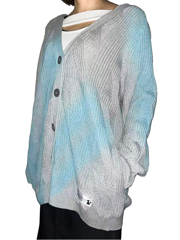 Spray Printed Knit Cardigan