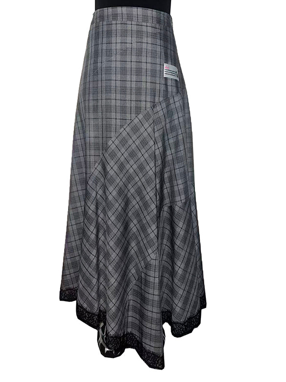 Lace Piping Plaid Design Skirt