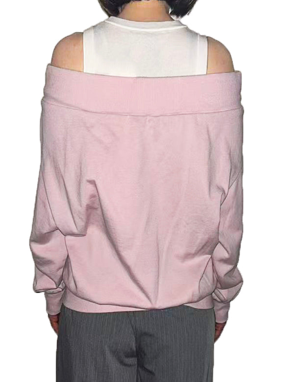 Off-shoulder Sweat Zipper Top