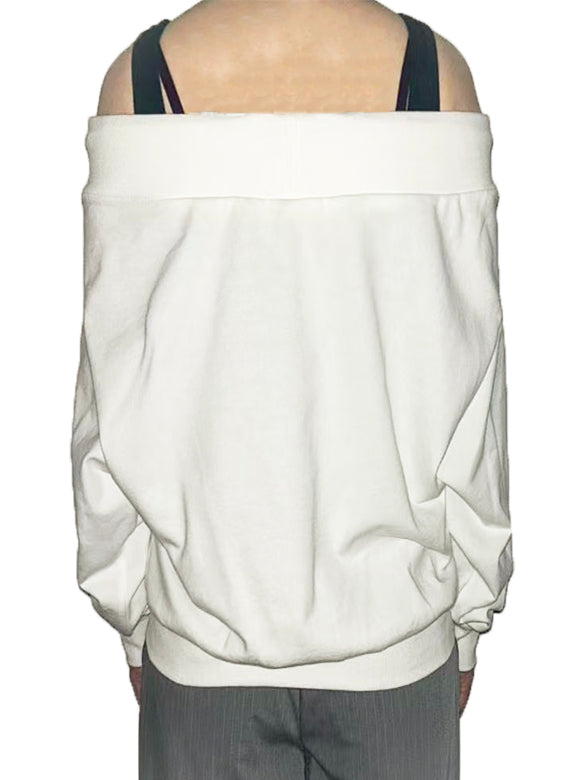 Off-shoulder Sweat Zipper Top
