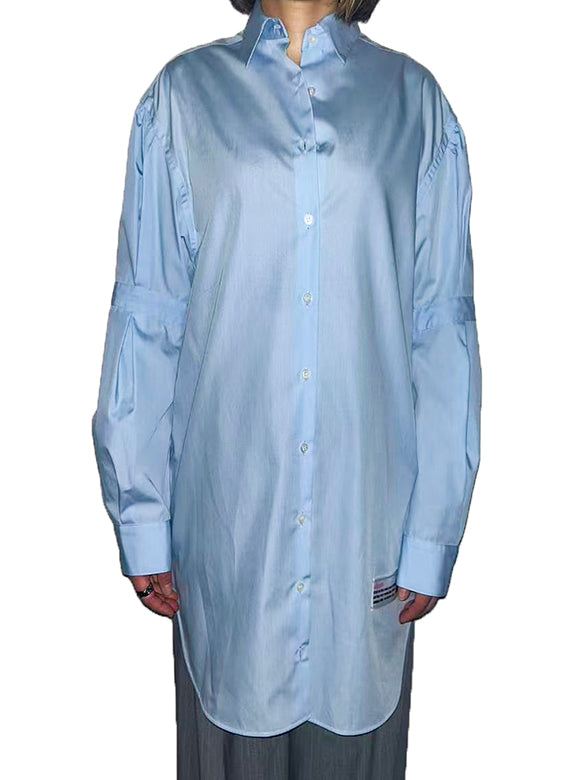 Tuck Design Sleeves Long Shirt Dress