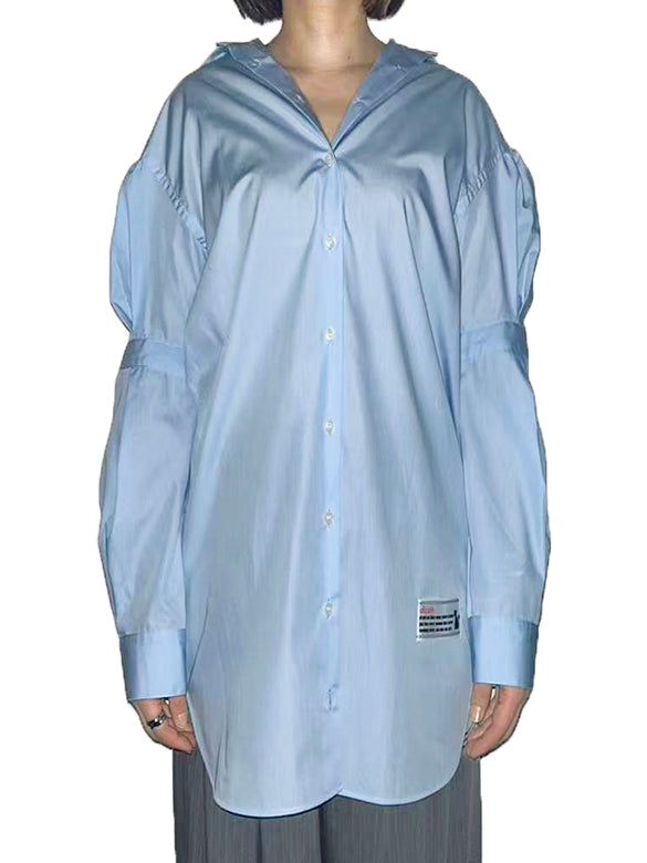 Tuck Design Sleeves Long Shirt Dress