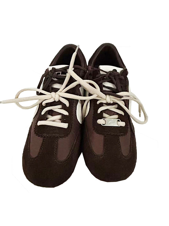 Mixed Material Bi-color Code Sneakers