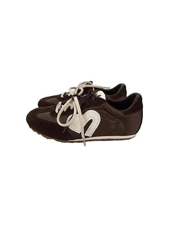 Mixed Material Bi-color Code Sneakers