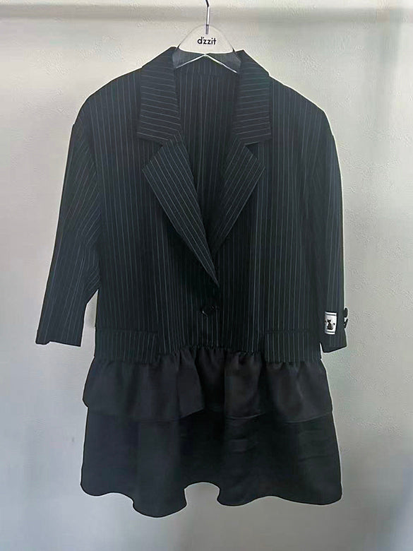 Pin-stripe Frill Design Jacket
