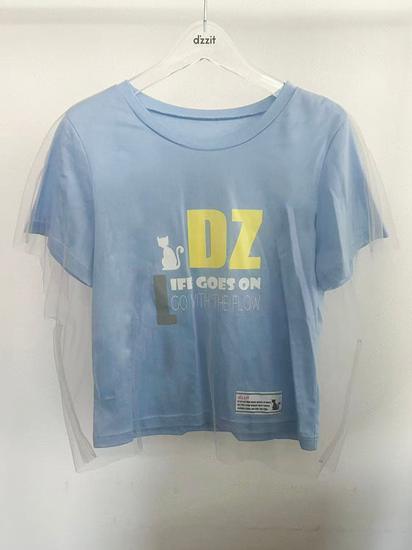 Tulle Combination Printed T-shirt