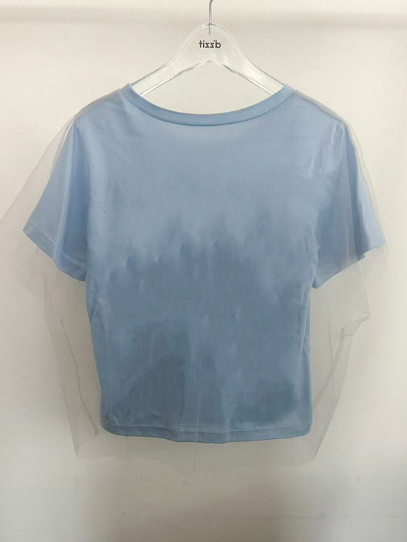 Tulle Combination Printed T-shirt