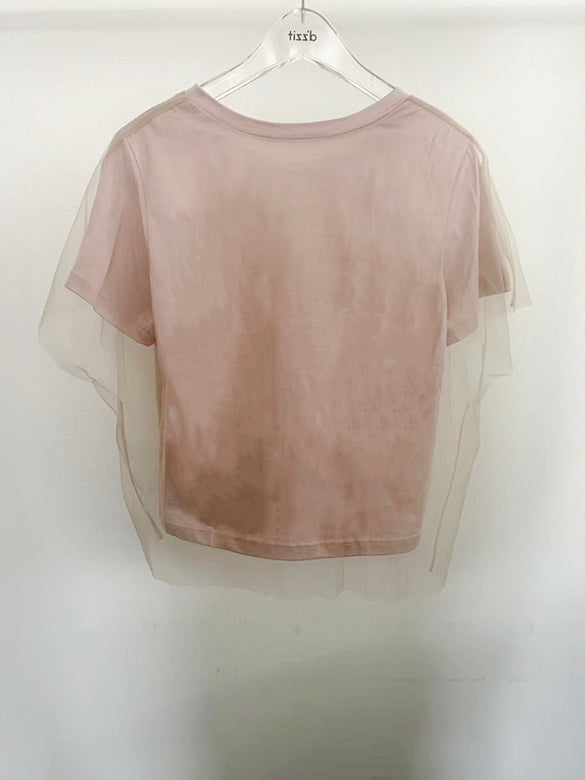 Tulle Combination Printed T-shirt