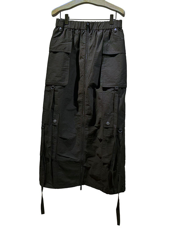 Nylon Cargo Zipper Skirt