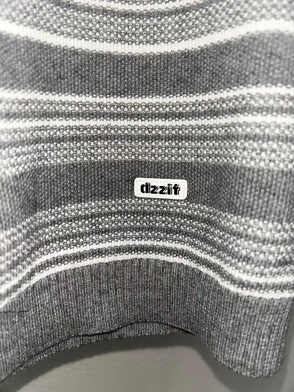 Random Pitch Stripe Sleeveless Zipper Knit