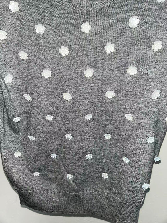 Flower Button Knit Top