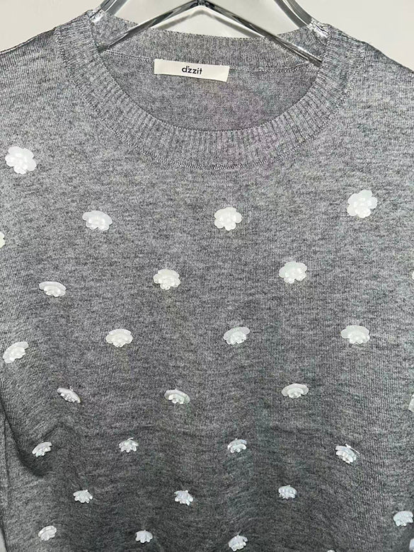 Flower Button Knit Top