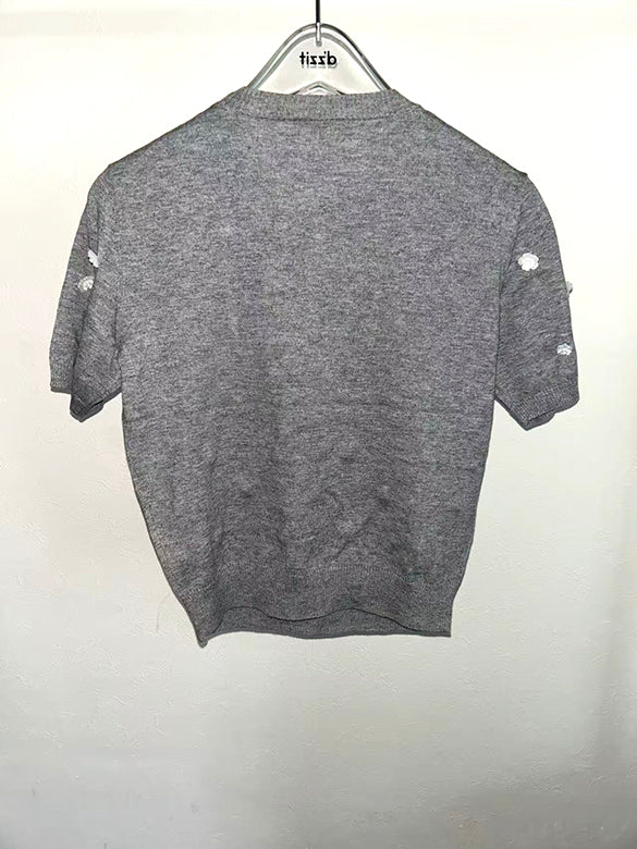 Flower Button Knit Top