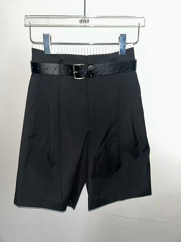 Belted Slacks Half Pants