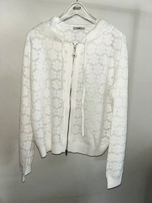 Flower Design Knitting Hoodie