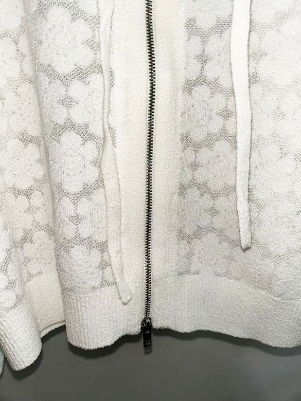 Flower Design Knitting Hoodie