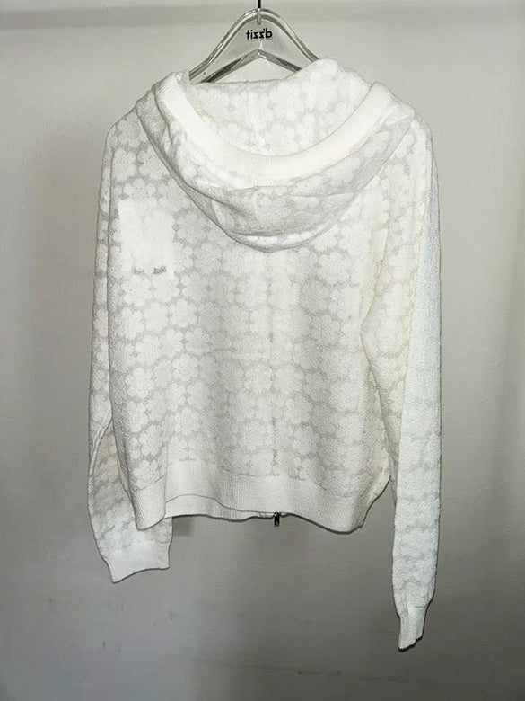 Flower Design Knitting Hoodie