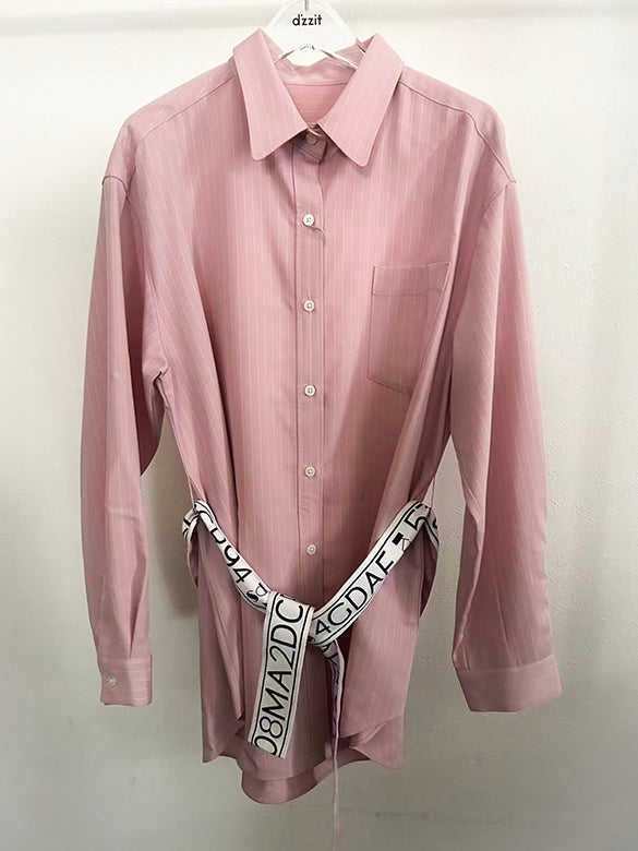Belted Pin-stripe Shirt