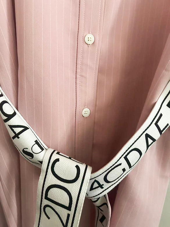 Belted Pin-stripe Shirt
