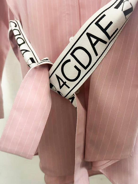 Belted Pin-stripe Shirt