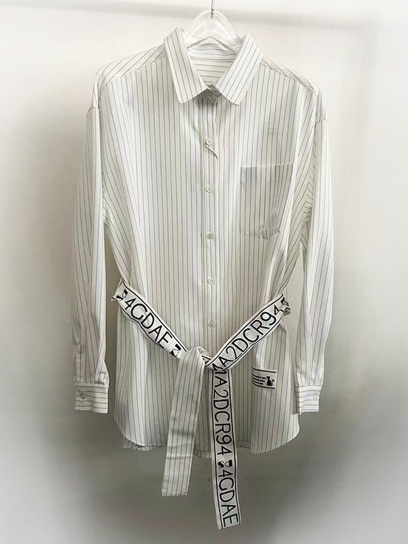 Belted Pin-stripe Shirt