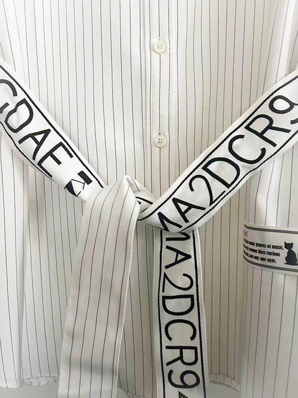 Belted Pin-stripe Shirt