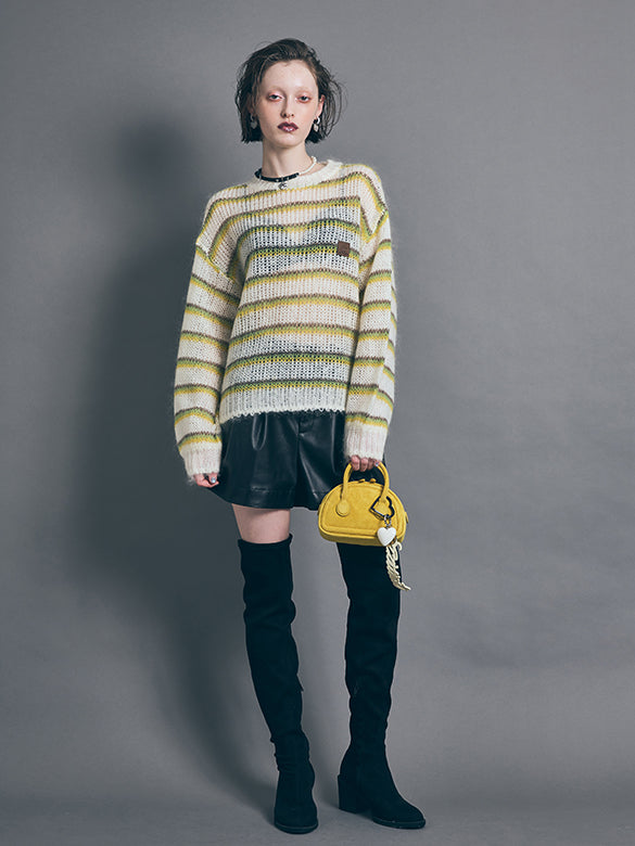 Mohair Stripe Knit Top