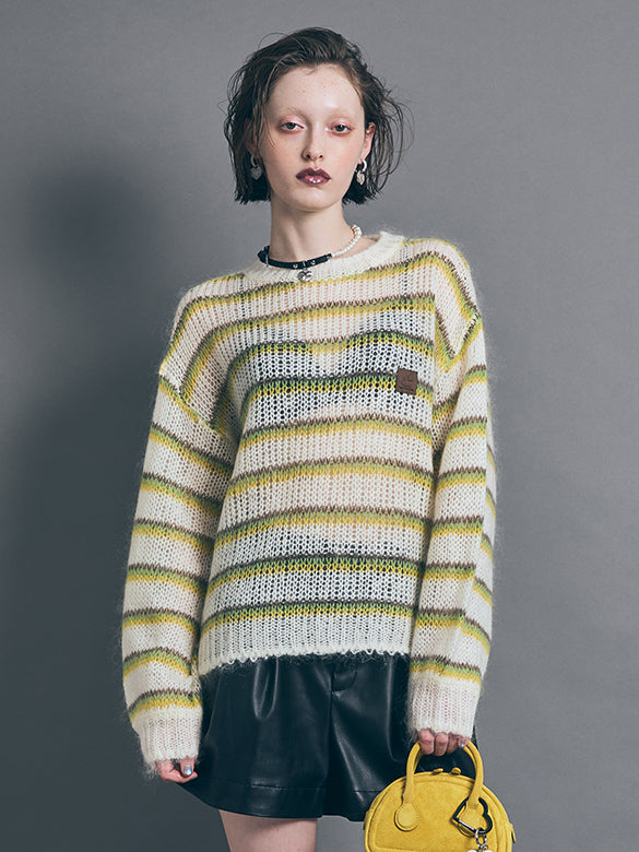 Mohair Stripe Knit Top